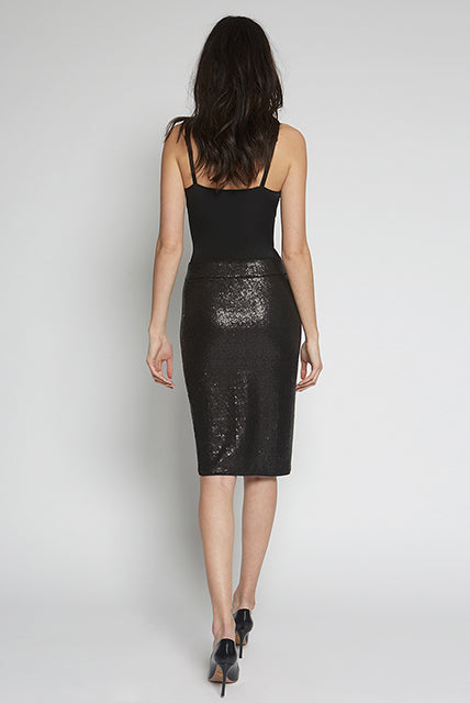 Avenue Montaigne PULL ON SKIRT Sequins Black