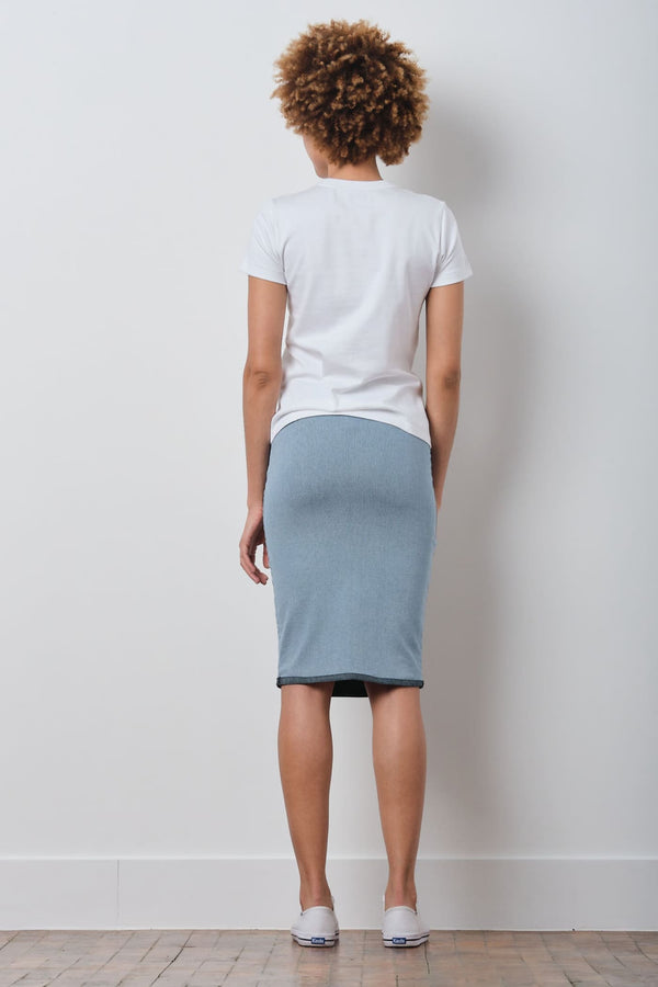 Avenue Montaigne PULL ON SKIRT Striped Denim