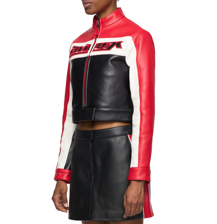 Avirex CROPPED COLORBLOCK MOTO JACKET S
