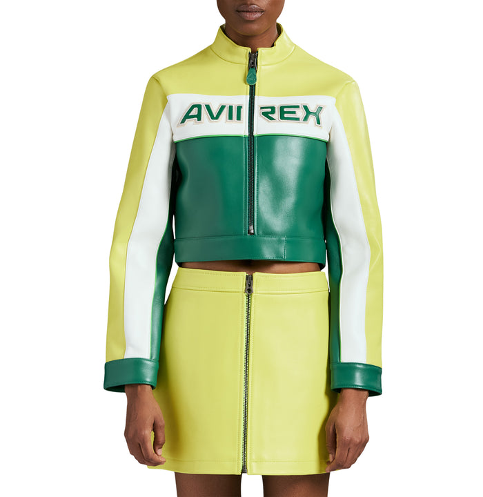 Avirex CROPPED COLORBLOCK MOTO JACKET S