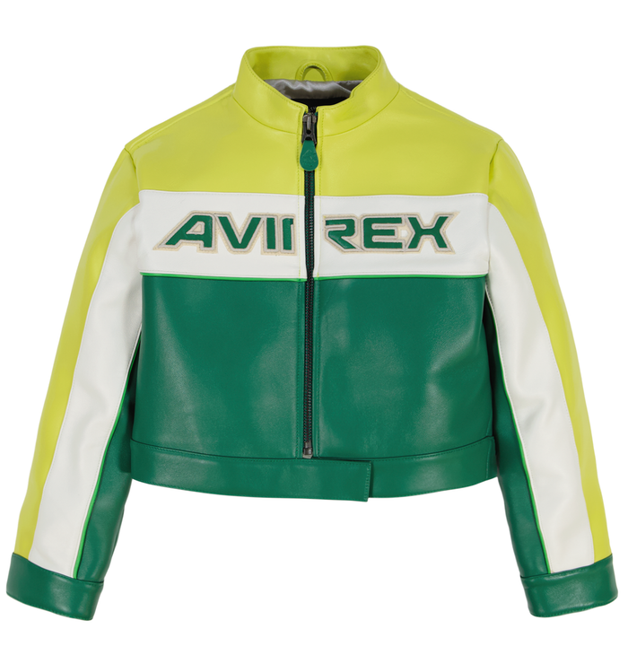 avirex CROPPED COLORBLOCK MOTO JACKET S