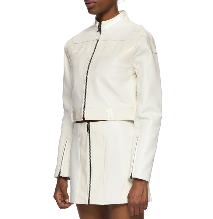 Avirex CROPPED PATENT LEATHER MOTO JACKET S