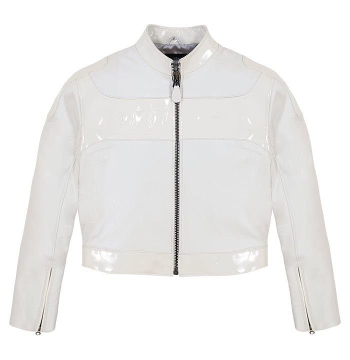 avirex CROPPED PATENT LEATHER MOTO JACKET S