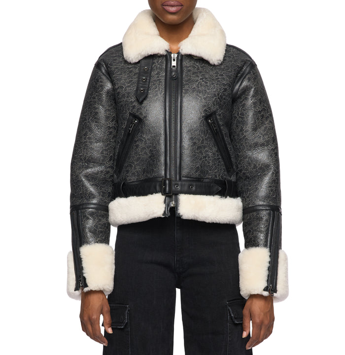 Avirex CROPPED SHEARLING JACKET S