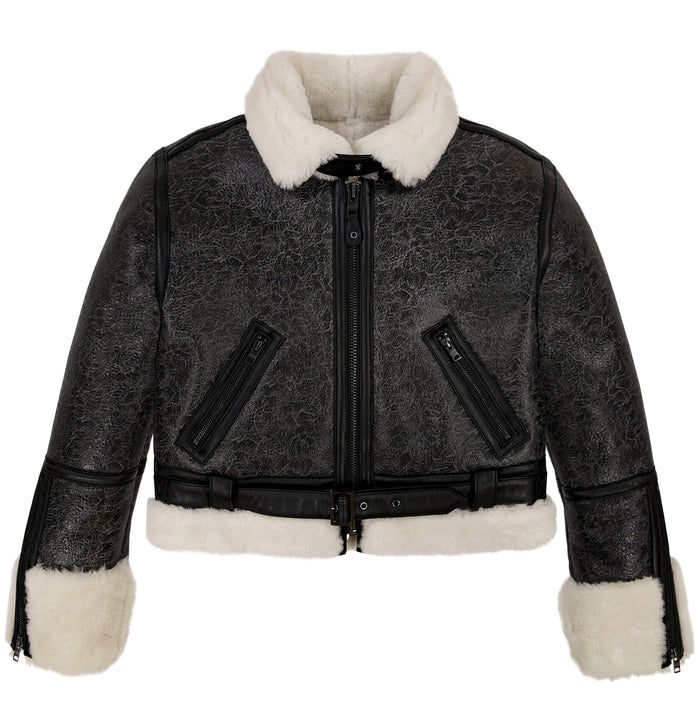 avirex CROPPED SHEARLING JACKET S