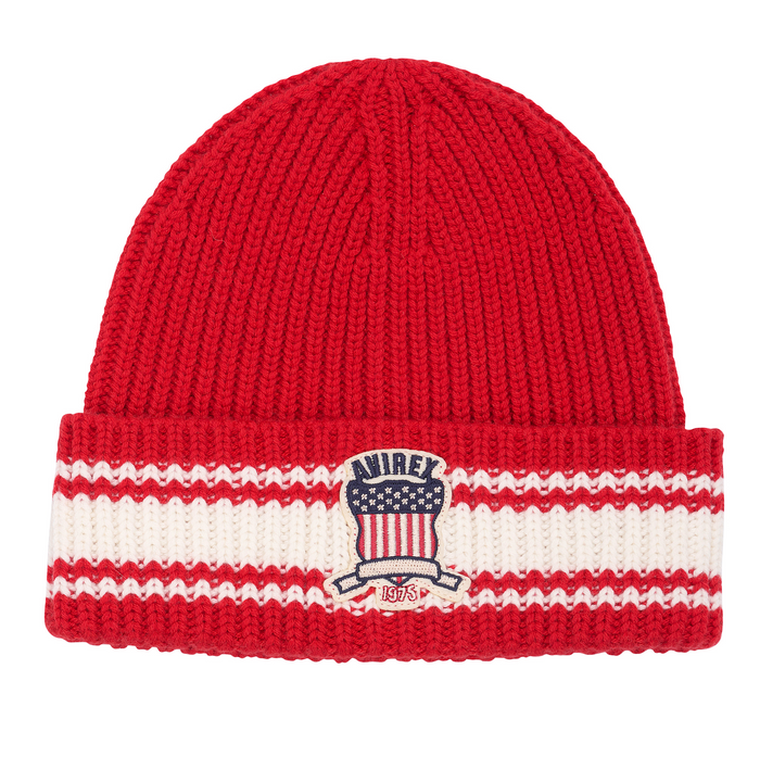 avirex ICON STRIPED BEANIE SALVAGE RED