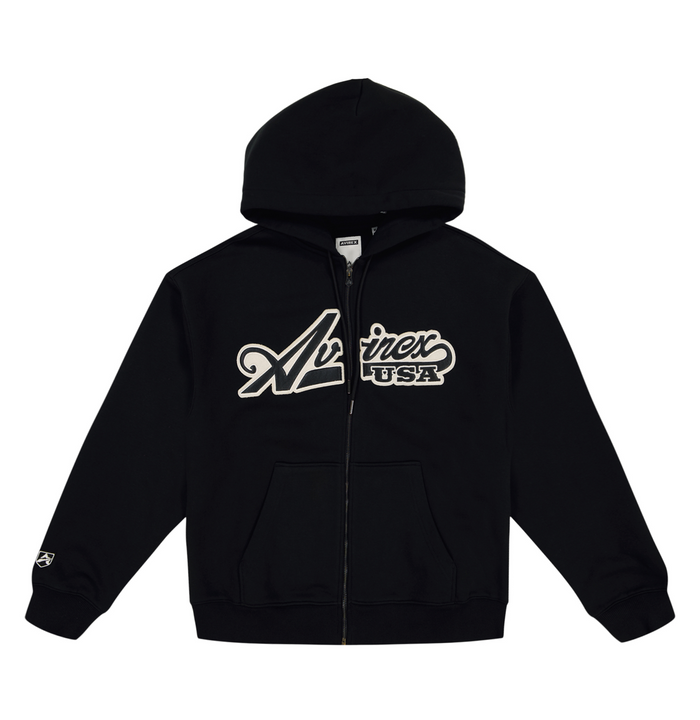 avirex SCRIPT HOODIE BLACK