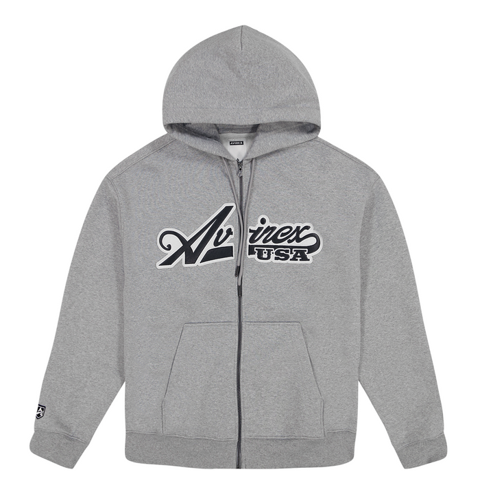 avirex SCRIPT HOODIE HEATHER GREY
