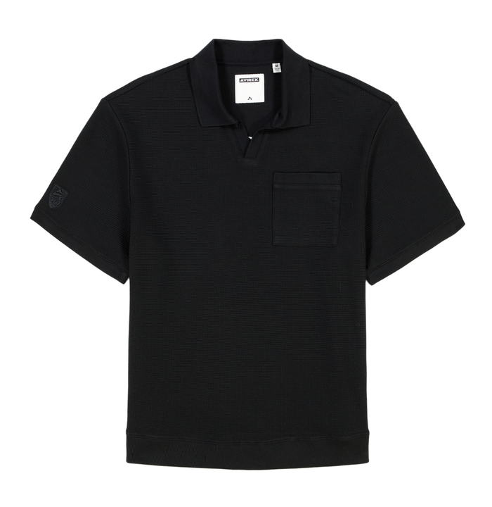avirex TENNIS WAFFLE POLO BLACK