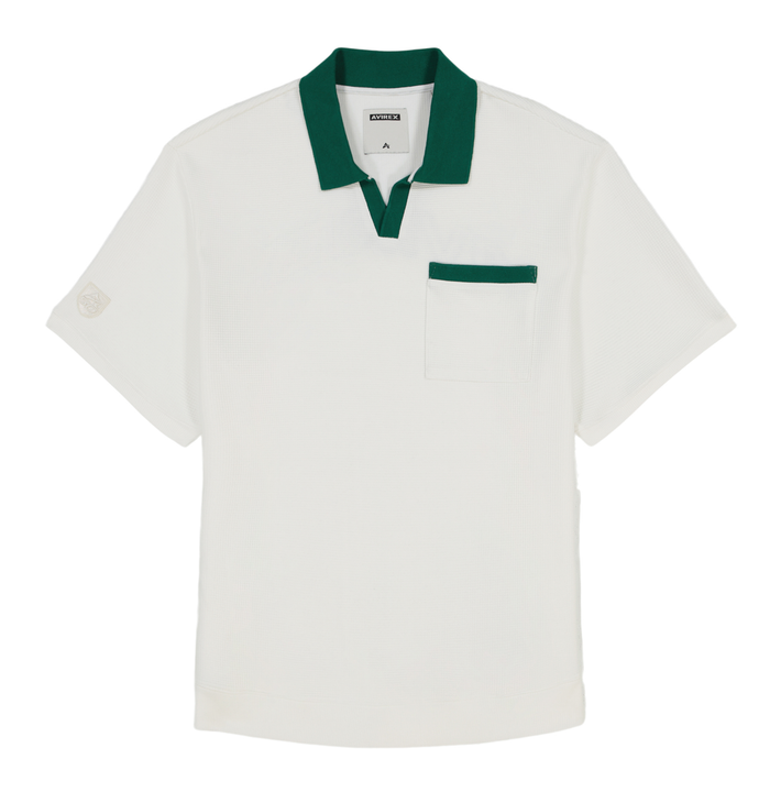 avirex TENNIS WAFFLE POLO SNOW WHITE