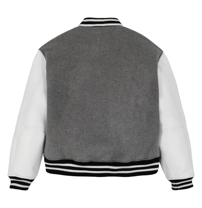 Avirex WOOL LEATHER VARSITY JACKET HEATHER GREY