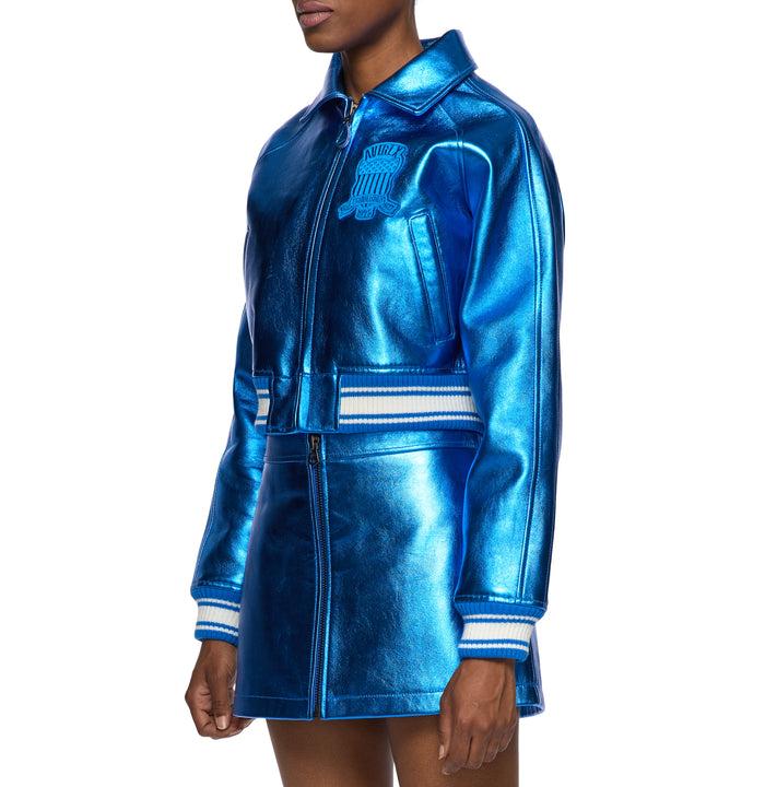 Avirex LIMITED EDITION CROPPED METALLIC ICON JACKET ELECTRIC BLUE