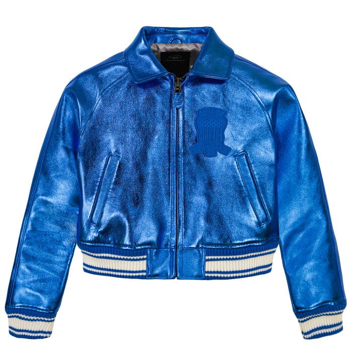 avirex LIMITED EDITION CROPPED METALLIC ICON JACKET ELECTRIC BLUE