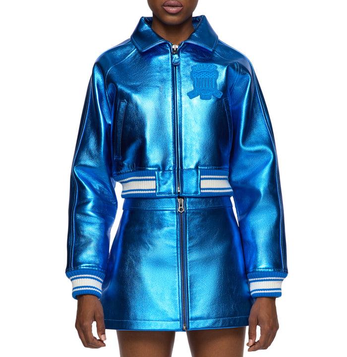 Avirex LIMITED EDITION CROPPED METALLIC ICON JACKET ELECTRIC BLUE