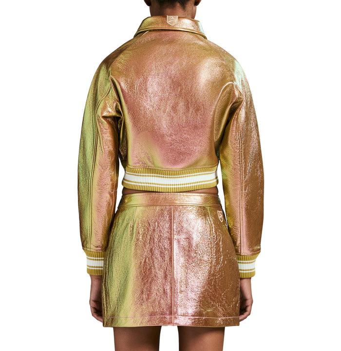 Avirex LIMITED EDITION CROPPED METALLIC ICON JACKET ROSE GOLD