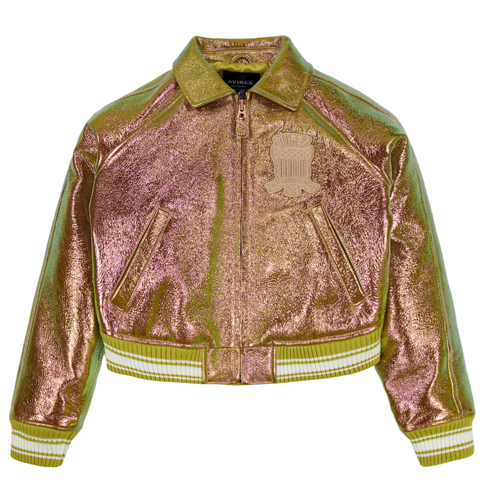 avirex LIMITED EDITION CROPPED METALLIC ICON JACKET ROSE GOLD
