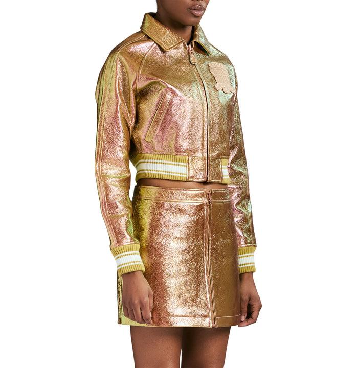 Avirex LIMITED EDITION CROPPED METALLIC ICON JACKET ROSE GOLD