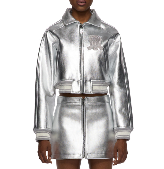 Avirex LIMITED EDITION CROPPED METALLIC ICON JACKET SILVER