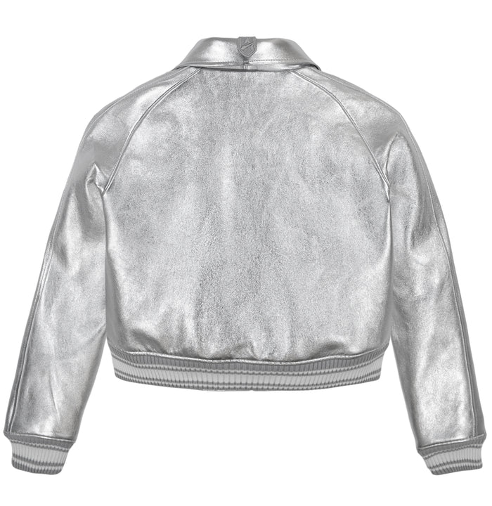 Avirex LIMITED EDITION CROPPED METALLIC ICON JACKET SILVER
