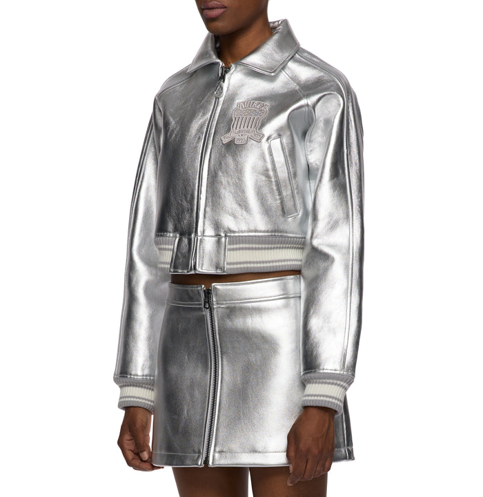 Avirex LIMITED EDITION CROPPED METALLIC ICON JACKET SILVER