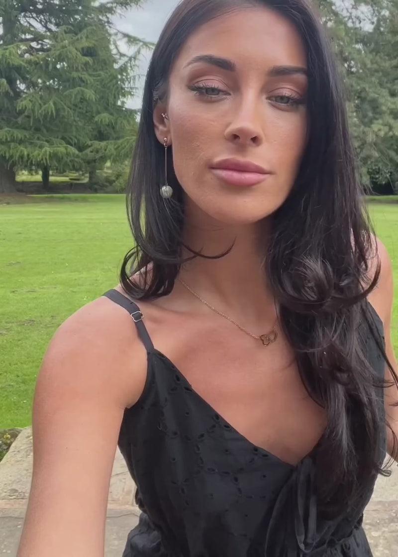 Ax Paris Black Broderie Frill Hem Midi Dress