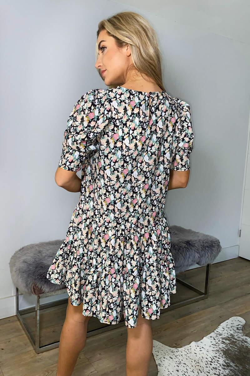 Ax Paris Black Floral Print Smock Dress