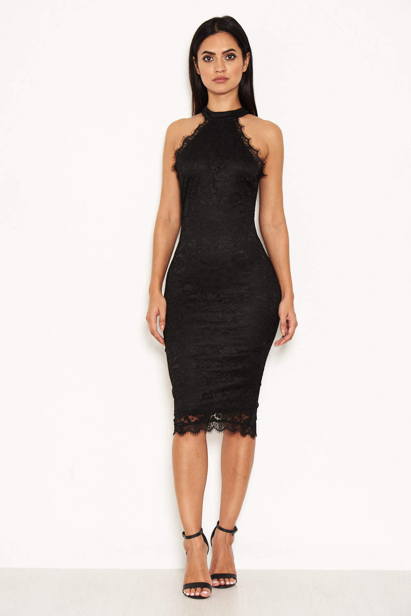 Ax Paris Black Lace Midi Dress