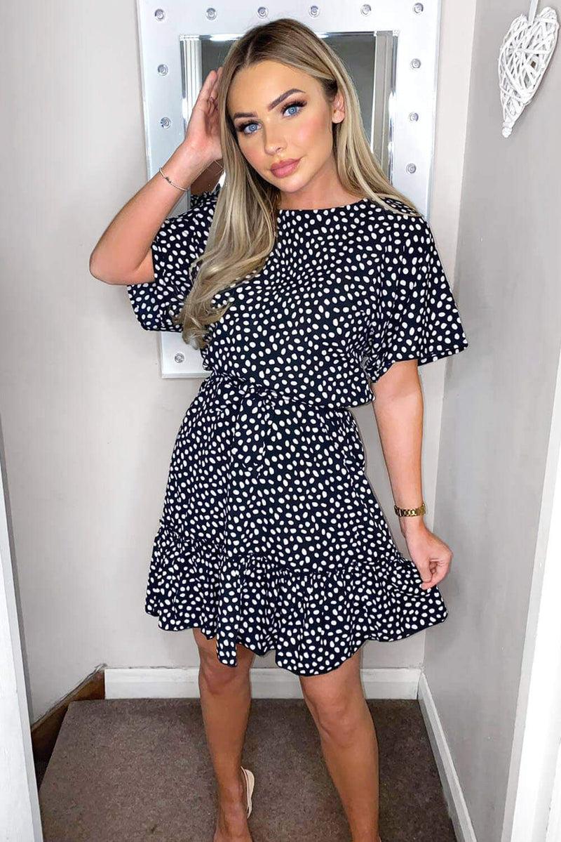 Ax Paris Black Spot Print Day Dress