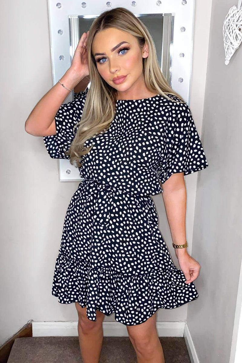Ax Paris Black Spot Print Day Dress