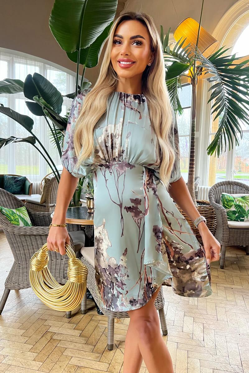 ax paris Duck Egg Print Batwing Mini Dress