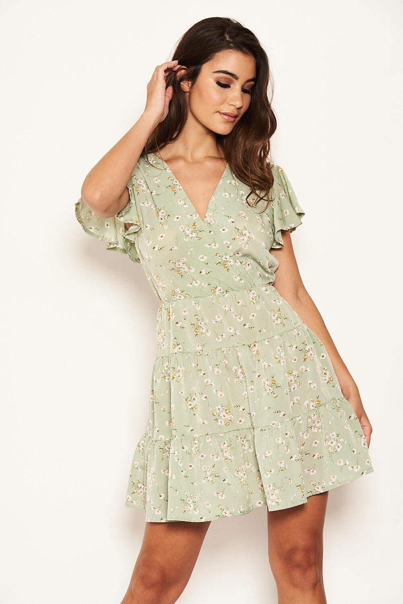 Ax Paris Mint Ditsy Print Summer Dress