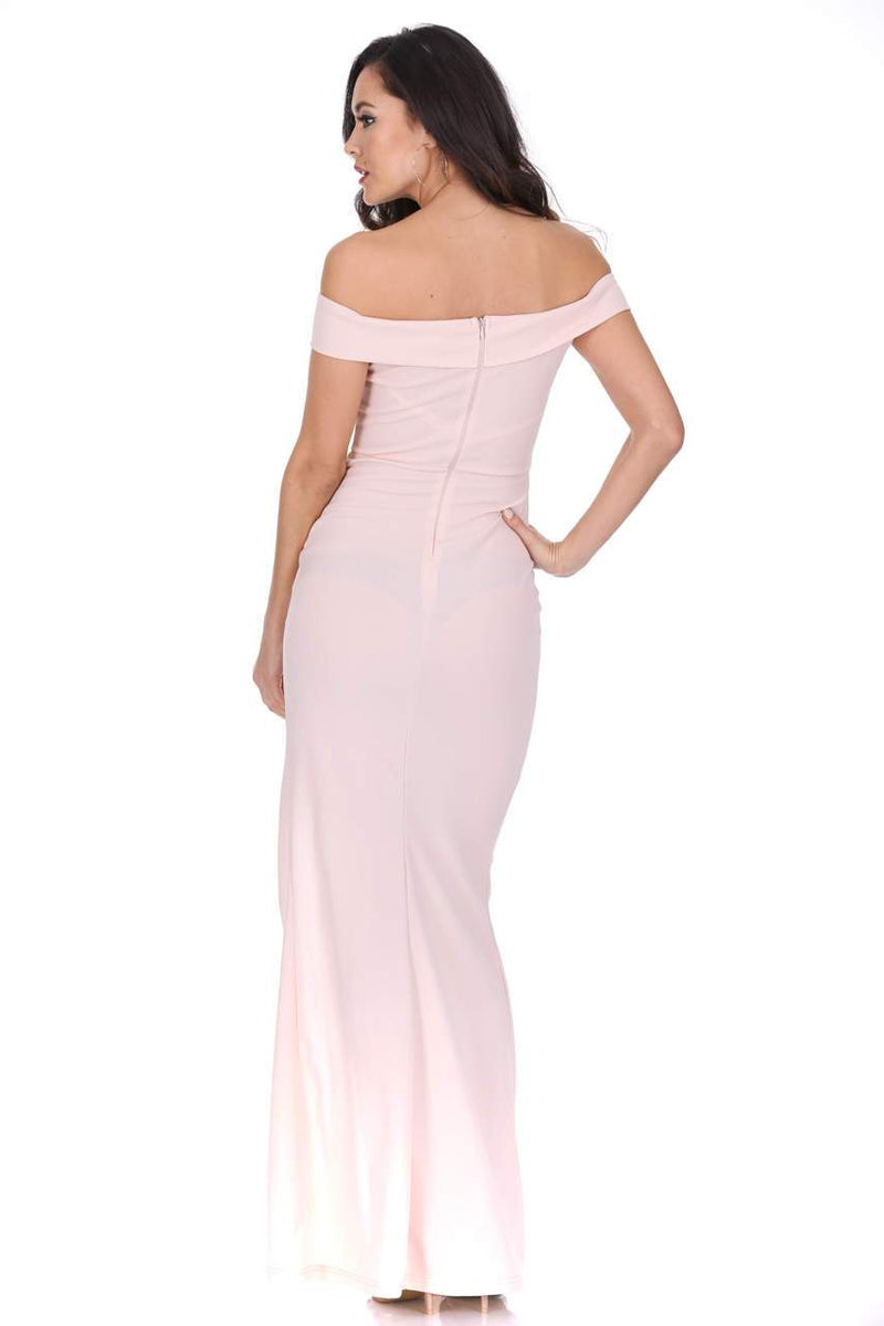 Ax Paris Nude Off The Shoulder Maxi Dress