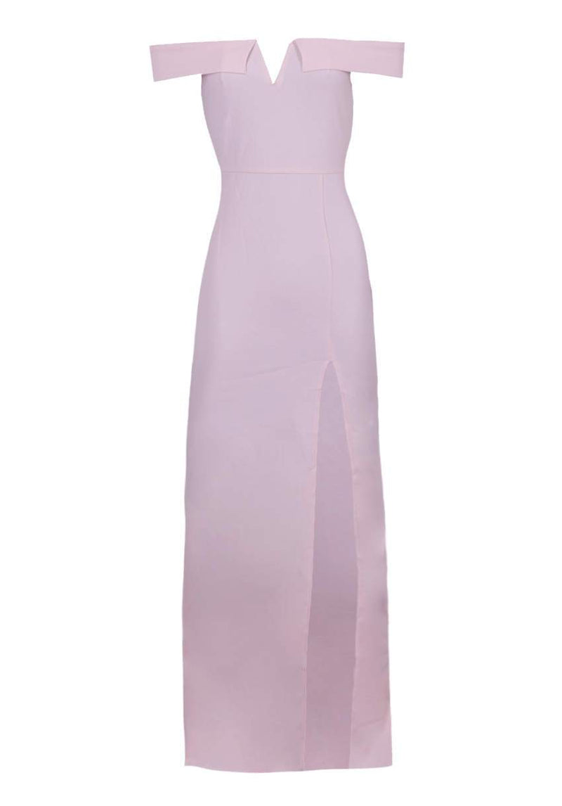 Ax Paris Nude Off The Shoulder Maxi Dress