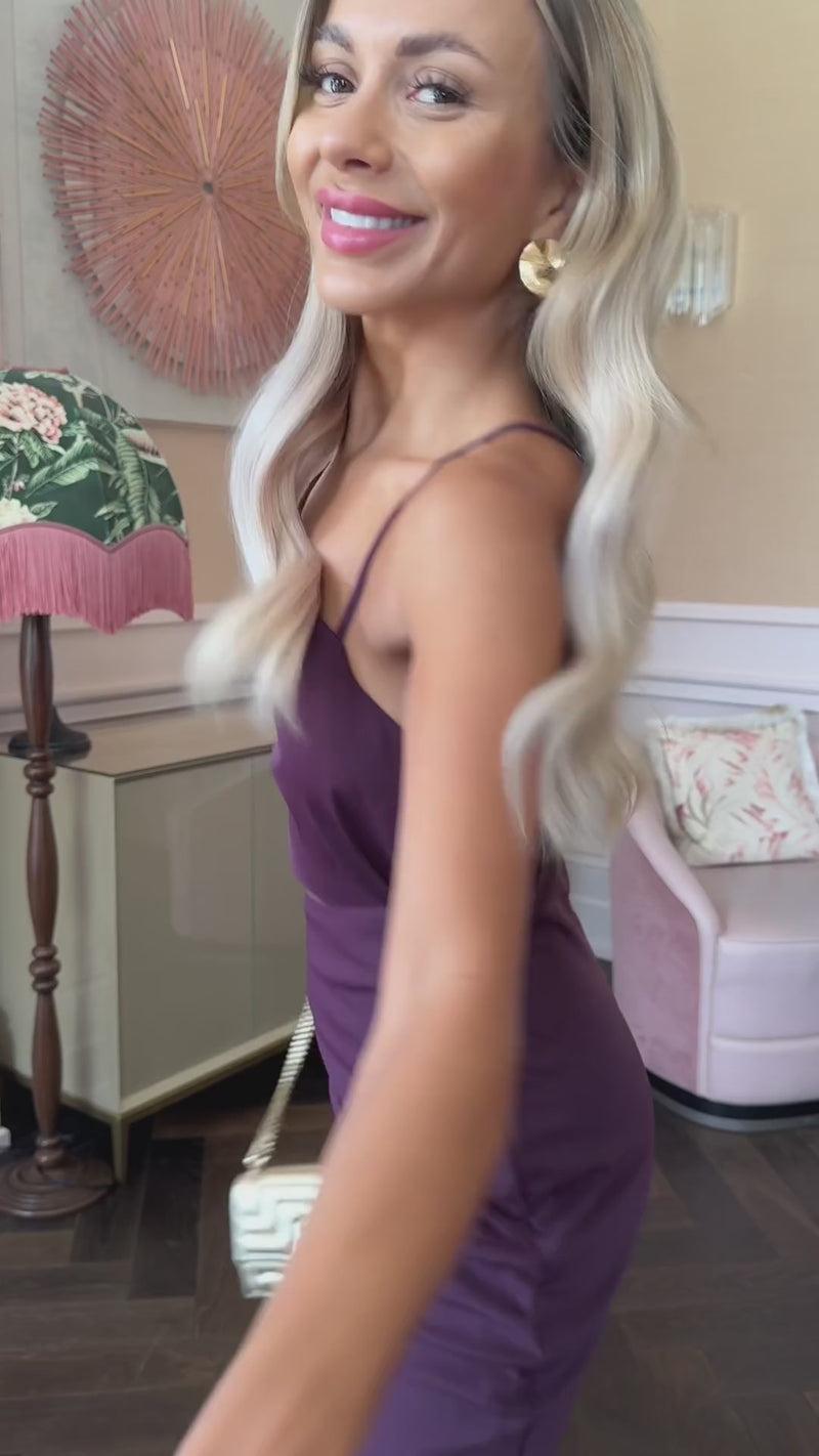 Ax Paris Plum Asymmetric Cut Out Midi Dress