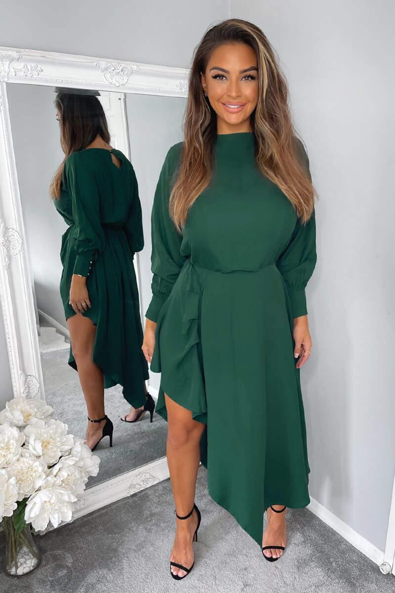 Ax Paris Teal High Low Skirt Midi Dress