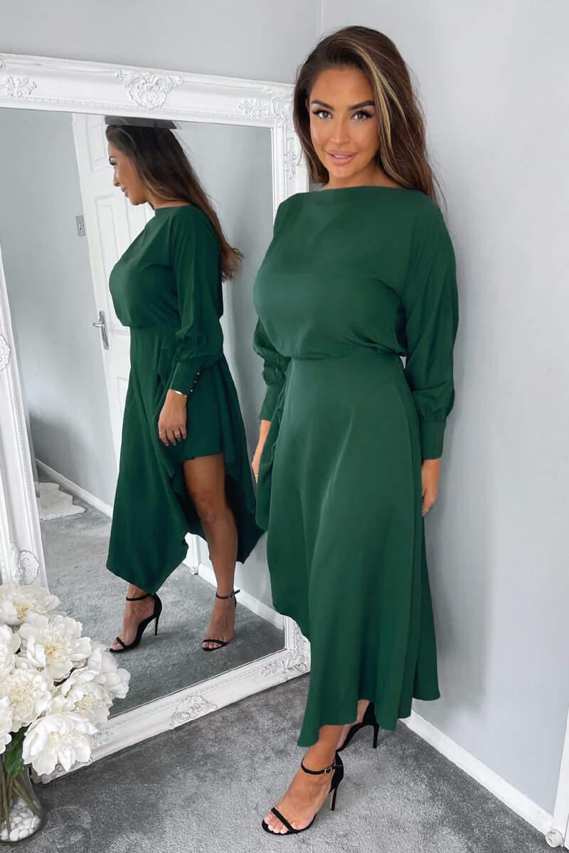 Ax Paris Teal High Low Skirt Midi Dress