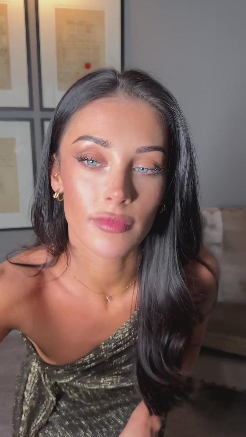 Ax Paris Gold Thread One Shoulder Cut Out Detail Plisse Midi Dress