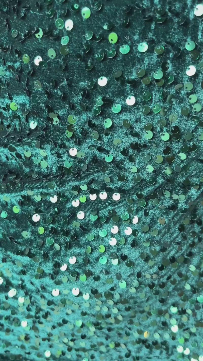 Ax Paris Green Velvet And Sequin Racer Neck Midi Dress