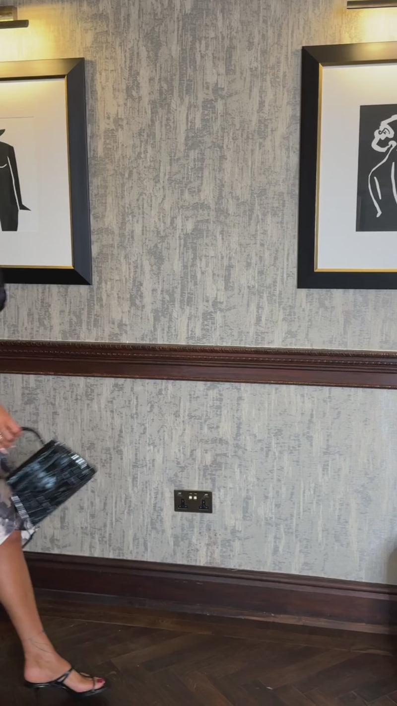 Ax Paris Multi Marble Print Gathered Midi Dress With Shoulder Pads