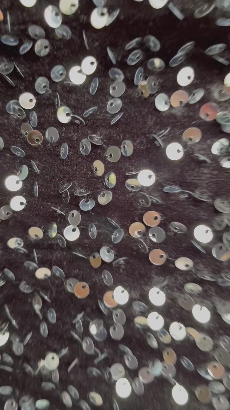 Ax Paris Silver Velvet Sequin One Shoulder Mini Dress