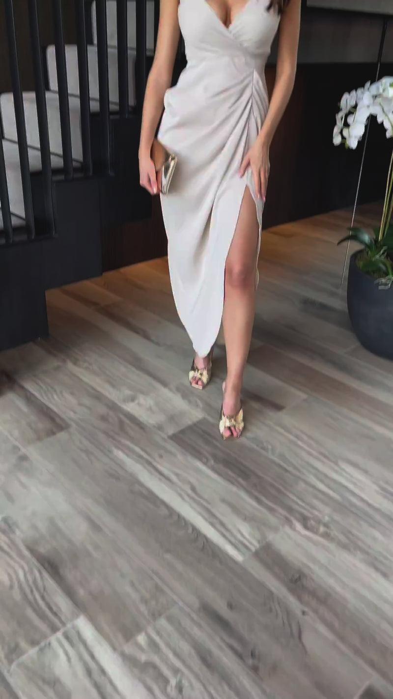 Ax Paris Stone Strappy Wrap Top Gathered Skirt Maxi Dress