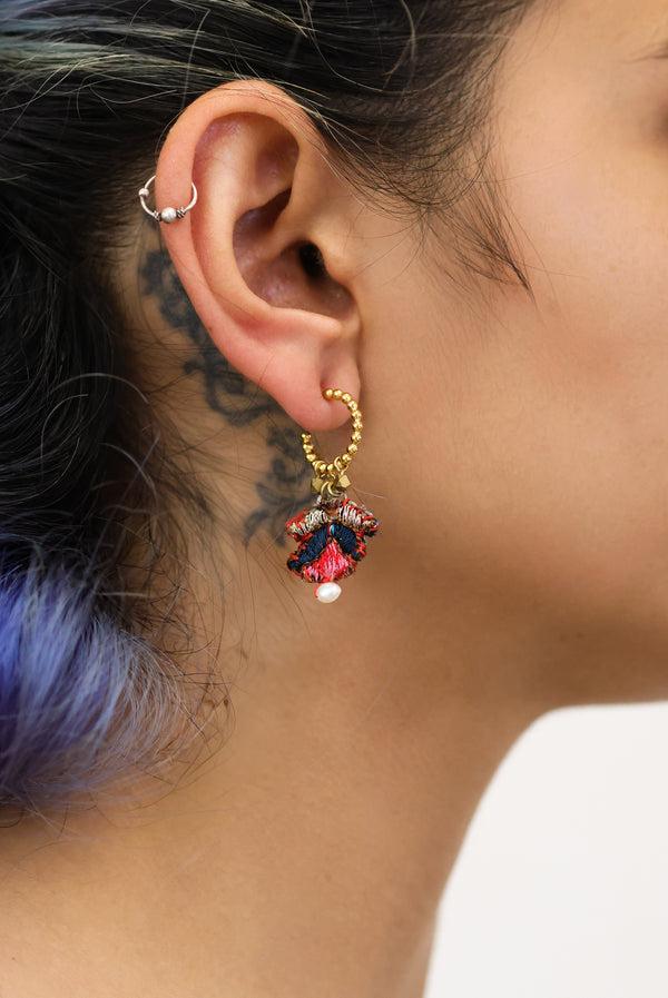 Ayala Bar Small Hoop Earrings Embroidered Garden Set Zara