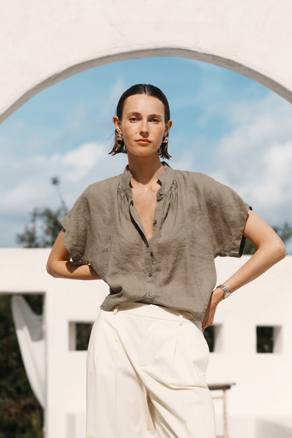 ayr Premium Women's Irish Linen Blouse - The Bloom