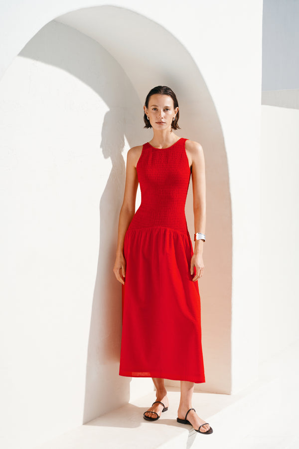 ayr Premium Women's Smocked Midi Dress - The Scene