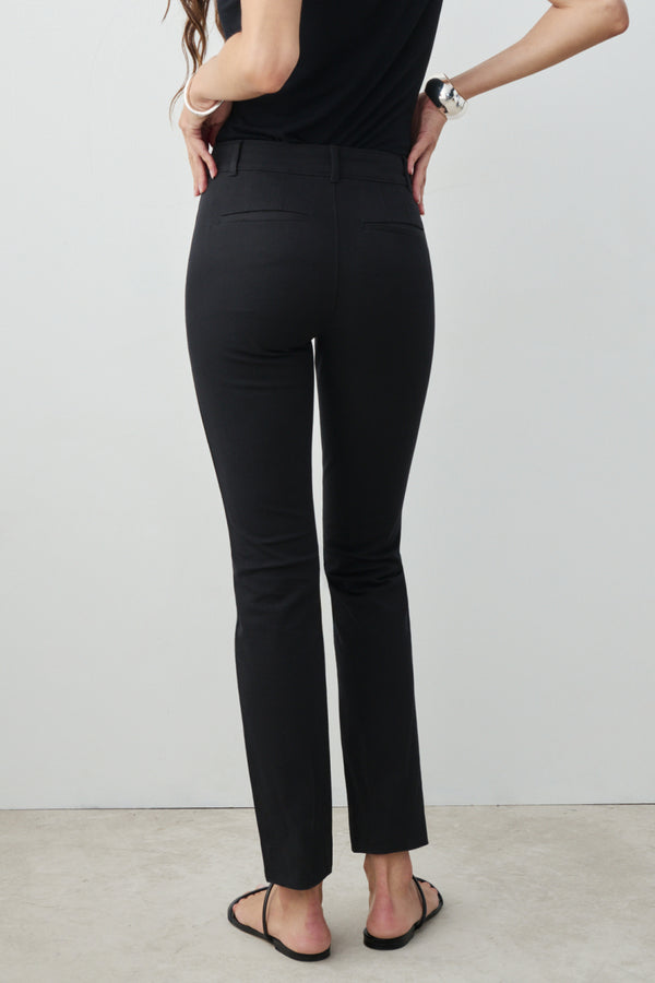 Ayr Cotton And Elastane Bi-Stretch Black Pants - The Daily Dose