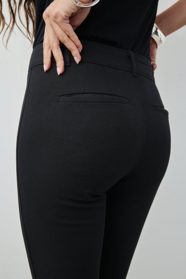 Ayr Cotton And Elastane Bi-Stretch Black Pants - The Daily Dose