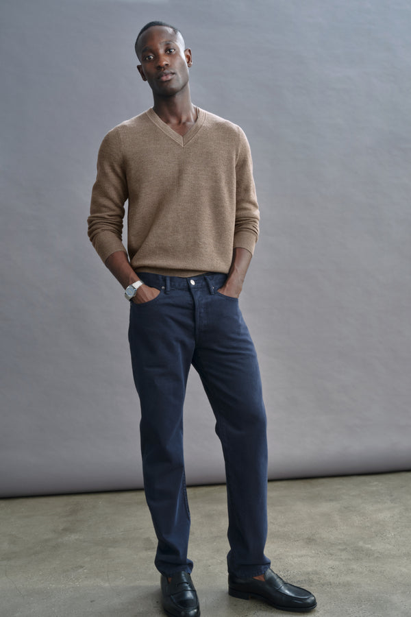 Ayr Extrafine Italian Merino Wool V-Neck Sweater - The Masters