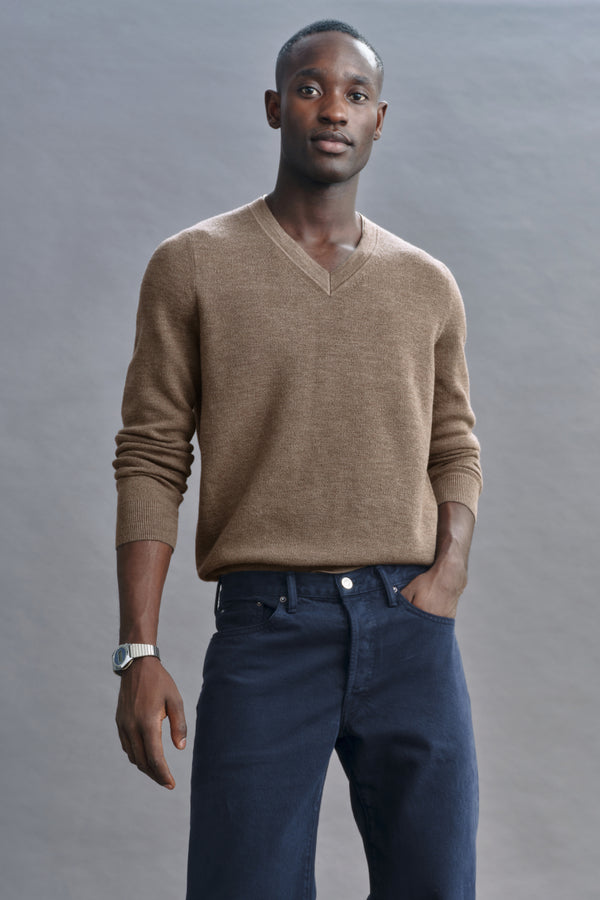 ayr Extrafine Italian Merino Wool V-Neck Sweater - The Masters