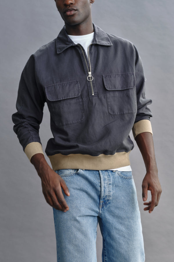 ayr Garment Dyed Italian Cotton Linen Anorak Jacket - The Sideliner