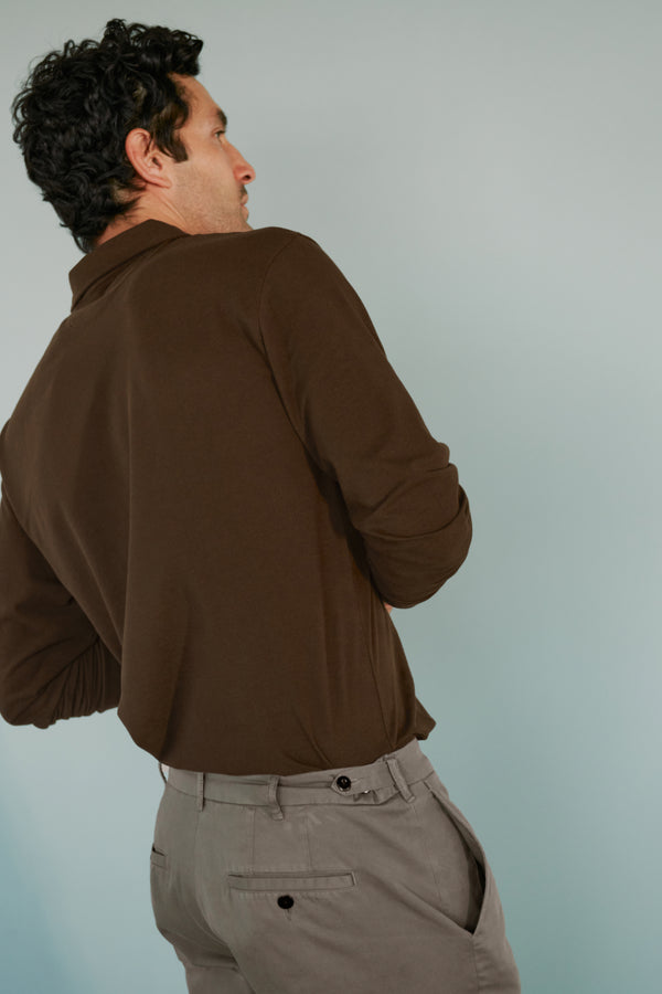 Ayr Long Sleeve Lightweight Pique Cotton Polo Shirt - The PhD